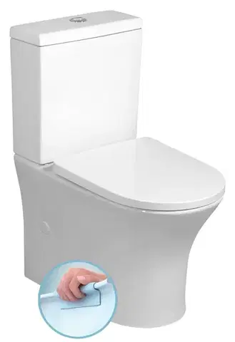 Záchody Bruckner - DARIO RIMLESS WC kombi misa s nádržkou, spodný/zadný odpad, biela 201.437.4