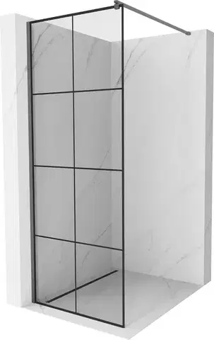 Sprchové dvere MEXEN/S - Kyoto Sprchová zástena WALK-IN 80 x 200, čierny vzor 8 mm, grafit metal 800-080-101-95-77