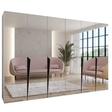 Šatníkové skrine Skriňa Piano 3-300 (2x150) biela/čierna