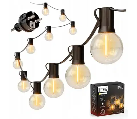 LED osvetlenie SmartLED LED vonkajšia dekoratívna reťaz 20xE12/1W/230V 20 m IP65 čierna 4452