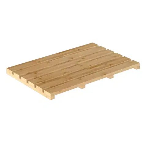 Kúpeľňové predložky KONDELA Klera drevená protišmyková podložka do kúpeľne 38x59 cm bambus