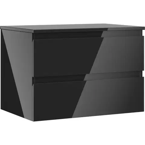 Kúpeľňový nábytok MEXEN/S - Orio kúpeľňová skrinka pod umývadlo 70 cm s doskou, 2 zásuvky, čierna lesk 91A10-07047-2-BFFC70
