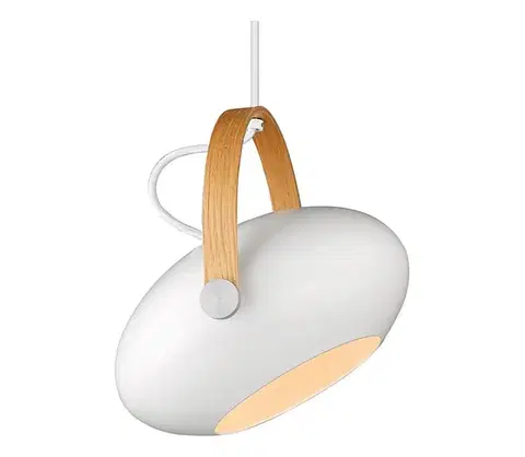 Svietidlá Halo Design 734337 - Závesné svietidlo na lanku DC 1xE27/40W/230V Ø 26 cm biela/dub 734337