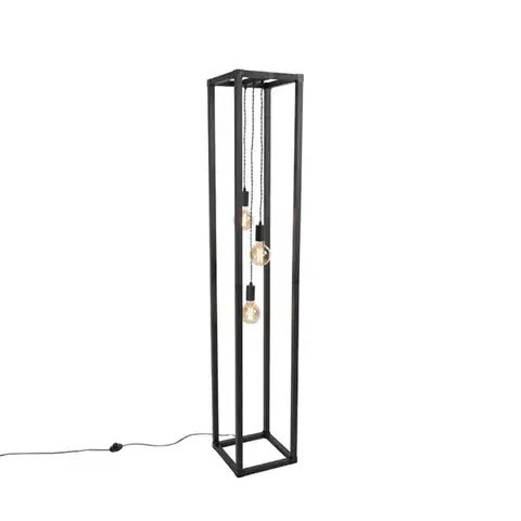 Stojace lampy Priemyselná stojaca lampa čierna 3-svetlo - Big Cage
