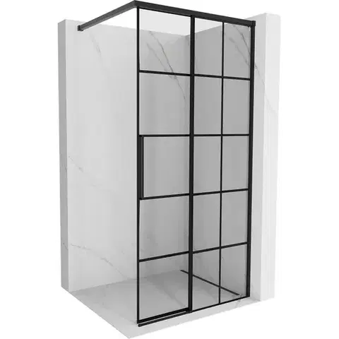 Sprchové dvere MEXEN/S - Rox Sprchová zástena WALK-IN pravá 110 x 200, čierna kratka 8 mm, čierna 8C2-110-003-70-77-P