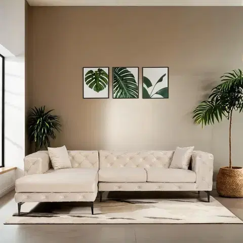 Sedacie súpravy Rohová sedacia súprava / Rohová pohovka Como Eco Left - Beige, Black