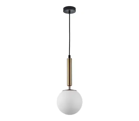 Svietidlá  PND-2324-1 GD+OPA - Luster na lanku RAVENA 1xE27/10W/230V čierna/zlatá PND-2324-1 GD+OPA