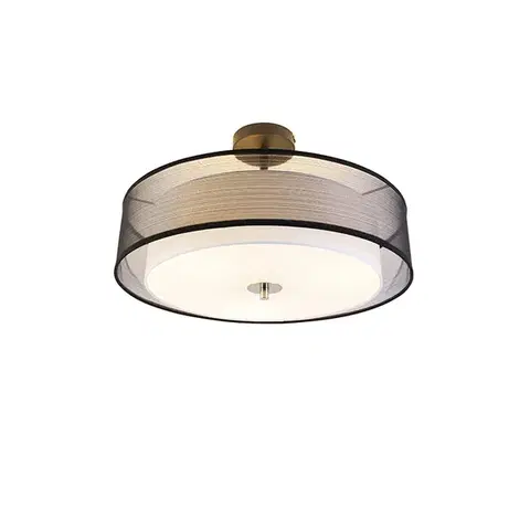 Stropné osvetlenie Moderné stropné svietidlo čierne s bielou 50 cm 3-svetlo - Drum Duo