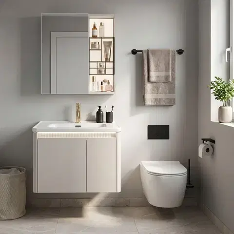 Kúpeľňový nábytok REA - Súprava kúpeľňového nábytku s umývadlom Sora DE07-60 Beige 60CM REA-M0607