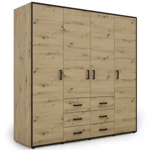 Šatníkové skrine Skriňa Capannoli 6s 4d dub artisan/čierna