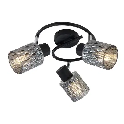 Stropná svetla Stropná lampa Bill Spiral čierna 3x40W E27 dymové tienidlo