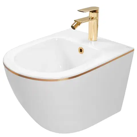 Bidety REA - Závesný bidet Carlo Mini White Gold Edge REA-C6990