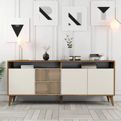 Komody a skrinky CART komoda na nožičkách, orech / krémová