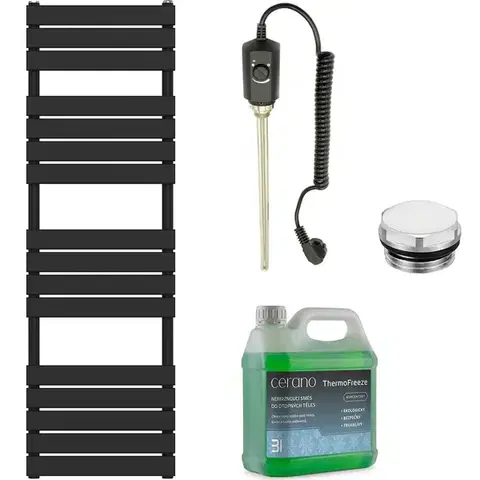 Doplnky do kúpeľne CERANO - Kúpeľňový elektrický radiátorový set Claude - 600W - čierna matná - 1600x500 mm CER-978831