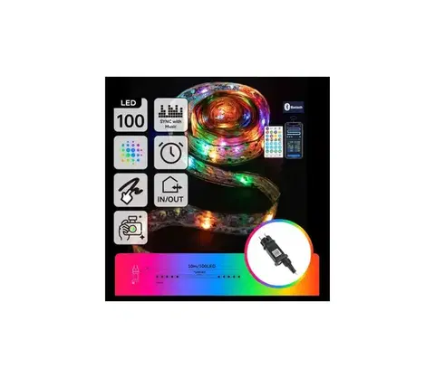 LED osvetlenie  B.V.  - LED RGBICW Vonkajší  reťaz 100xLED/10W/230V 10m IP44 + diaľkové ovládanie S104033U5