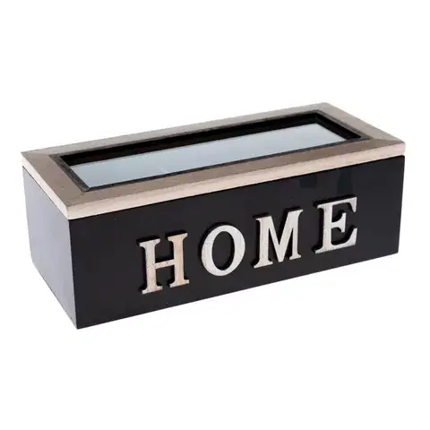 Príslušenstvo pre prípravu čaju a kávy Drevený box na čajové vrecká HOME, 23 x 10 x 8 cm