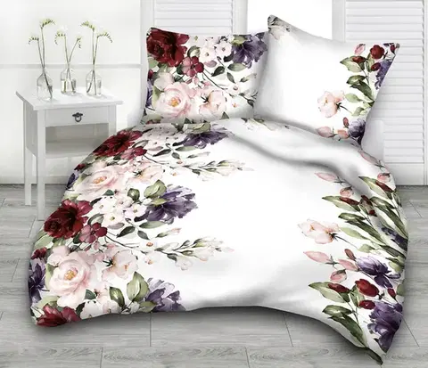 Obliečky Obliečky deluxe bavlnené Elena biela 200x140cm+90x70cm TiaHome