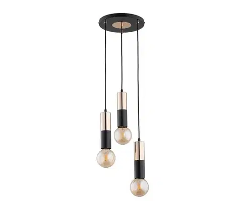 Svietidlá  Luster na lanku BOLID 3xE27/60W/230V zlatá/čierna 62217