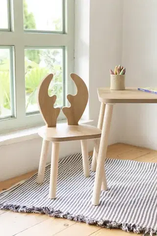 Doplnky do detskej izby Kid's Table Set Deer One Chair Set - Brown