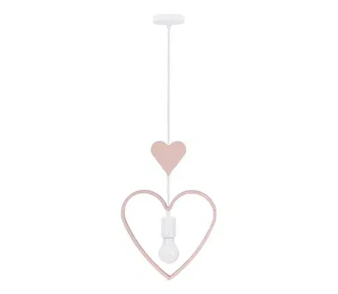 Svietidlá  Detský závesný luster HEART 1xE27/20W/230V ružová/biela 31-12104