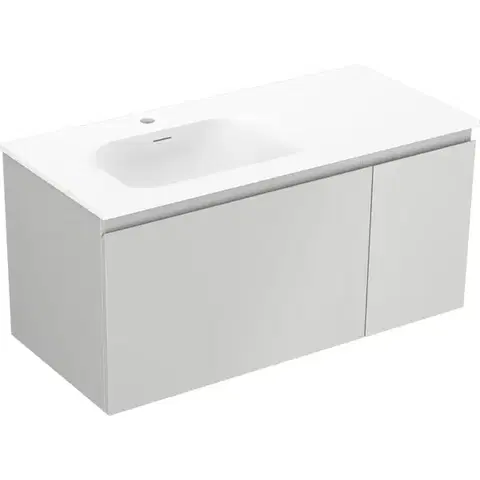 Kúpeľňový nábytok MEXEN/S - Orio kúpeľňová skrinka 90 cm s umývadlom Vela ľavá, 1S, 1D, sivá mat/biela mat 91A13-09047-3-BBFF62-W23L01
