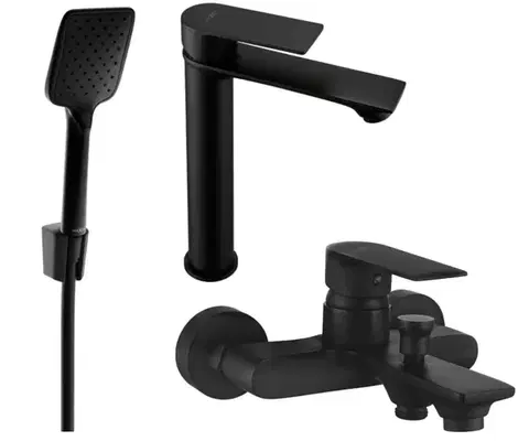 Sprchy a sprchové panely MEXEN/S - Royo R62 Set umývadlové a vaňové batérie s príslušenstvom, čierna 72213R62-70