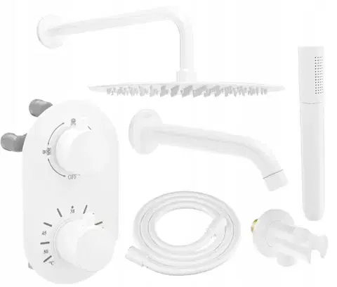 Vaňové panely MEXEN/S - Kai DR70 podomietkový vaňový SET s výtokovou hubicou + slim sprcha 30, biela 77602DR70301-20