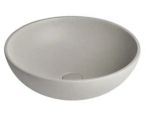Umývadlá SAPHO - TURF betónové umývadlo na dosku vrátane výpuste, priemer 44cm, biely pieskovec AR437