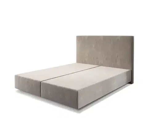 Postele Boxspring DELIFE Boxspring posteľ Dream-Well 160×200 béžová mikrovelúr bez nôh