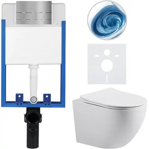 Záchody CERANO - Kompletný WC set Profi/Cesso - biela lesklá - WC tlačidlo Line/Nerez - na zamurovanie - 49x36 CER-8050BD84360