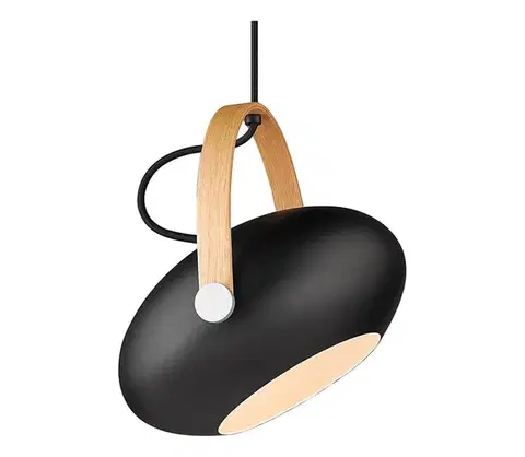 Svietidlá Halo Design 734344 - Závesné svietidlo na lanku DC 1xE27/40W/230V Ø 26 cm čierna/dub 734344