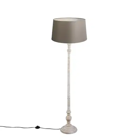 Stojace lampy Rustikálna stojaca lampa taupe s tienidlom z ľanu 45 cm - Classico