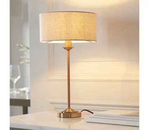 Lampy Endon 110728 - Stolná lampa HIGHCLERE 1xE14/7W/230V béžová/mosadz 110728