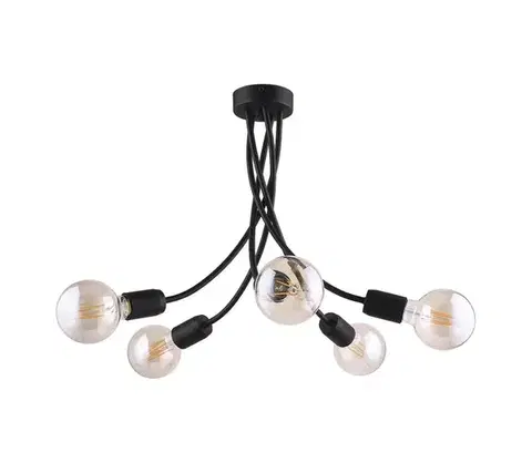Svietidlá Jupiter 1640 - Luster na tyči LUCE 5xE27/60W/230V čierna 1640