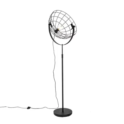Stojace lampy Priemyselná stojaca lampa čierna 50 cm nastaviteľná - Hanze