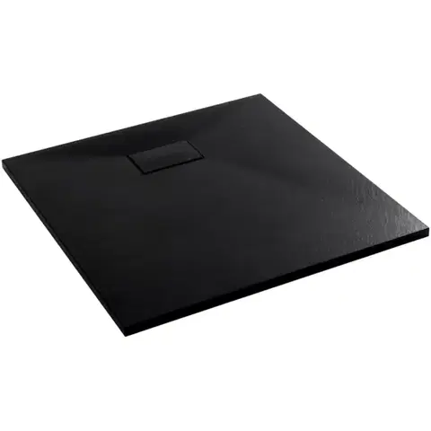 Vane CERANO - Sprchová vanička čtvercová Gusto - SMC/minerální kompozit - strukturovaná černá matná - 80x80x3  CER-414563