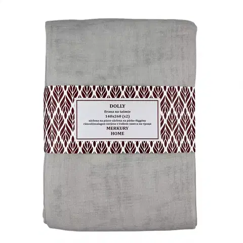 Závesy do spálne Záclona na páske Dolly polyester svetlosivá 140x260 (x2) Merkury Home