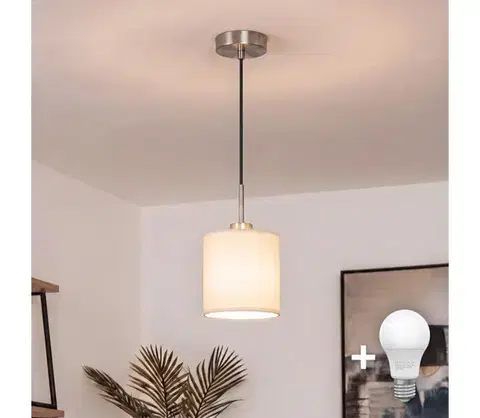 Svietidlá BRILAGI - LED luster na lanku NUBILA 1xE27/60W/230V priemer 14 cm čierna/krémová EG32517+BG1585