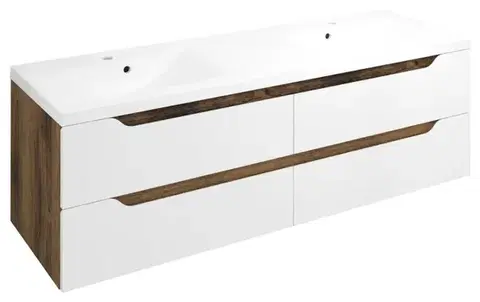 Umývadlá SAPHO - WAVE dvojumývadlová skrinka 149,7x50x47,8cm, biela/dub collingwood WA150-3019