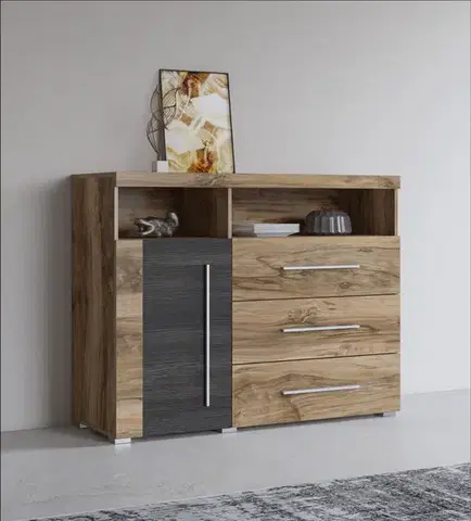 Komody a skrinky POUND šuplíková komoda 1D3S, orech Satin/touchwood