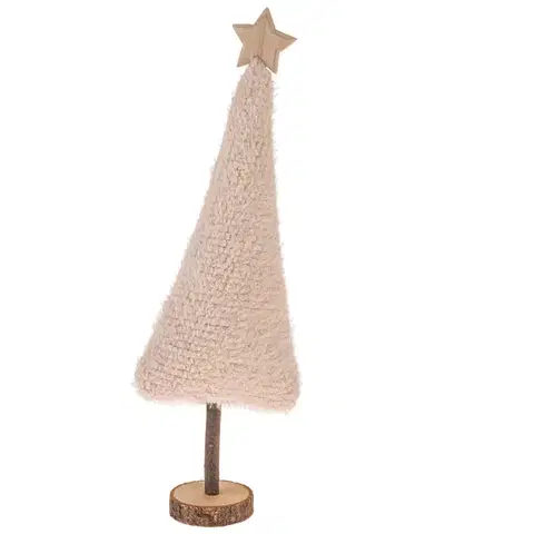 Vianočné dekorácie Vianočná dekorácia Textilný stromček 45,5 cm, chlpatý fleece, krémová