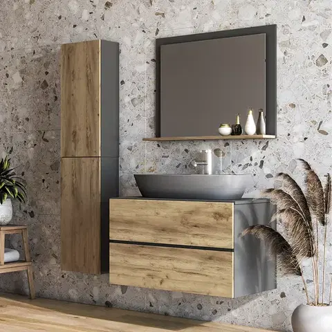 Kúpeľňový nábytok NABBI Baleta 80 kúpeľňa antracit / craft zlatý