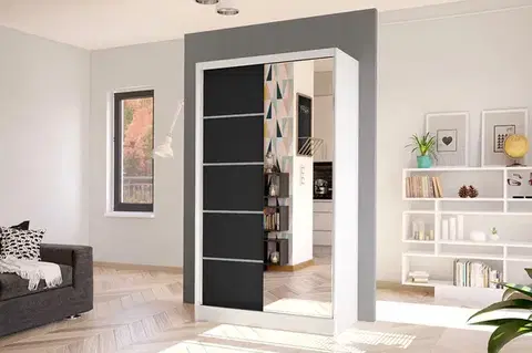 Šatníkové skrine Šatníková skriňa SAN 3 biela/čierna