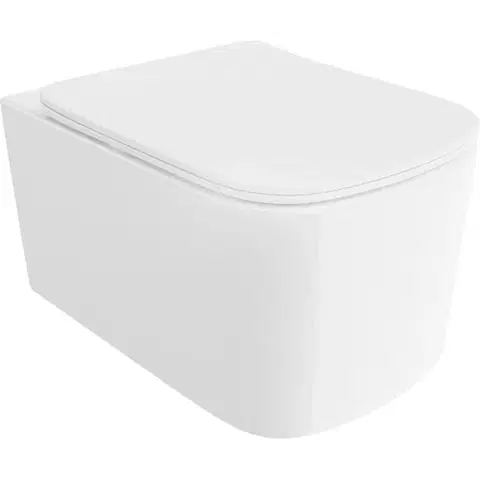 Záchody MEXEN/S - Vivo Závesná WC misa Rimless Tornado vrátane sedátka s slow slim, duroplast, biela lesk 30610200T