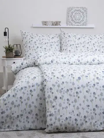 Obliečky MKLozkoviny.sk Krepové obliečky Renforcé - Nezábudky - 140 × 200 cm - 70 x 90 cm