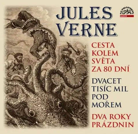 Beletria - ostatné Supraphon Cesta kolem světa za 80 dní, Dvacet tisíc mil pod mořem, Dva roky prázdnin - Audiokniha CD