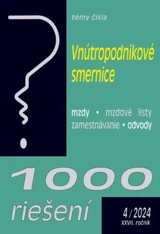 Ekonómia, manažment - ostatné 1000 riešení 4 2024 - Vnútropodnikové smernice mzdové