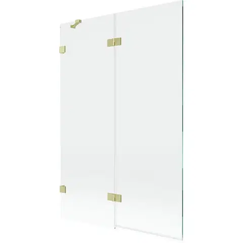 Sprchové dvere MEXEN/S - Lunar vaňová zástena 2-krídlová ľavá 120 x 150, transparent, zlatá kartáčovaná 897-120-100-55-00-L