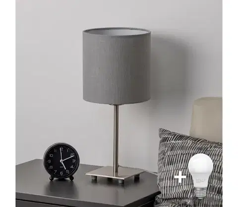 Lampy BRILAGI - LED stolná lampa NUBILA 1xE27/60W/230V svetlošedá EG32509+BG2454