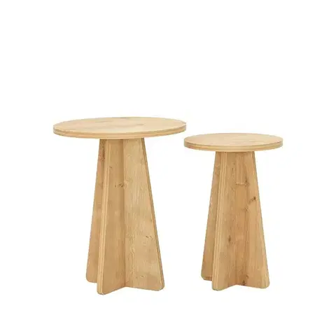 Konferenčné stolíky Súprava odkladacích stolíkov Mushroom Sapphire Oak, 2 ks